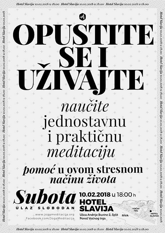 Opustite se i uživajte Naučite jednostavnu i praktičnu meditaciju Pomoć u ovom stresnom načinu života 10.02.2018